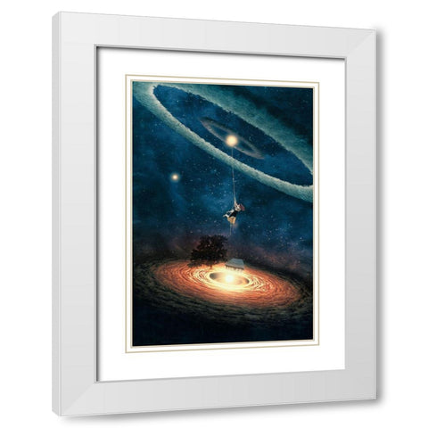 My Dream House in Another Galaxy White Modern Wood Framed Art Print with Double Matting by Flores, Paula Belle