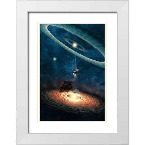 My Dream House in Another Galaxy White Modern Wood Framed Art Print with Double Matting by Flores, Paula Belle