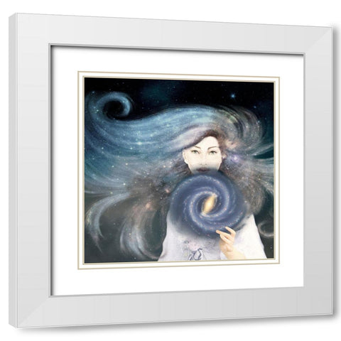 My Secret Universe White Modern Wood Framed Art Print with Double Matting by Flores, Paula Belle