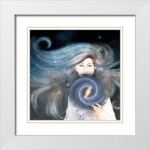 My Secret Universe White Modern Wood Framed Art Print with Double Matting by Flores, Paula Belle