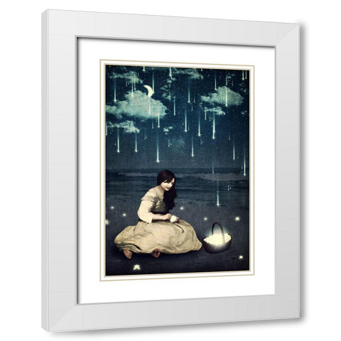 A Basket of Wishes White Modern Wood Framed Art Print with Double Matting by Flores, Paula Belle