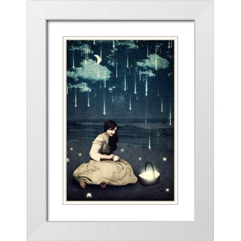 A Basket of Wishes White Modern Wood Framed Art Print with Double Matting by Flores, Paula Belle