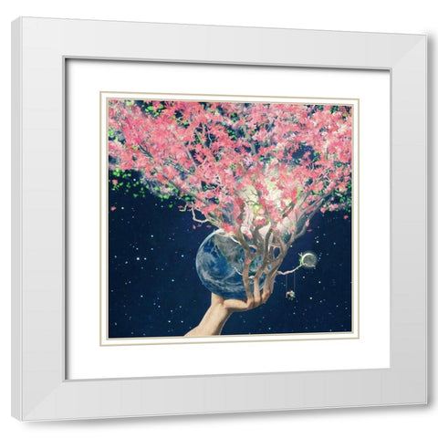 Love Makes The Faith Bloom White Modern Wood Framed Art Print with Double Matting by Flores, Paula Belle