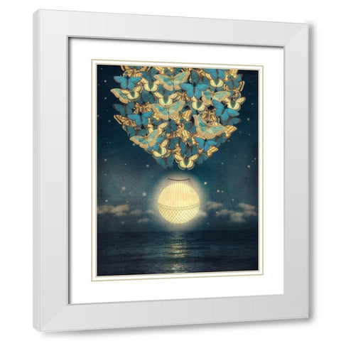The Rising Moon White Modern Wood Framed Art Print with Double Matting by Flores, Paula Belle