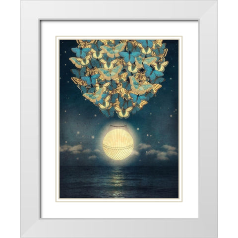 The Rising Moon White Modern Wood Framed Art Print with Double Matting by Flores, Paula Belle