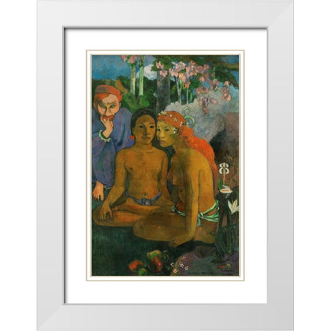 Contes barbares White Modern Wood Framed Art Print with Double Matting by Gauguin, Paul