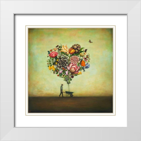Big Heart Botany White Modern Wood Framed Art Print with Double Matting by Huynh, Duy