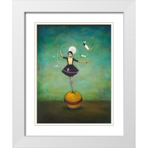 Lunas Circle White Modern Wood Framed Art Print with Double Matting by Huynh, Duy