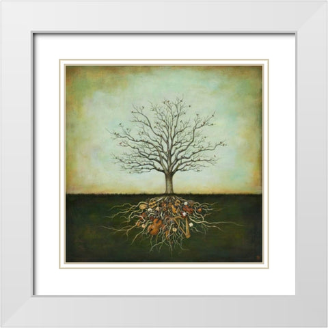 Strung Together White Modern Wood Framed Art Print with Double Matting by Huynh, Duy