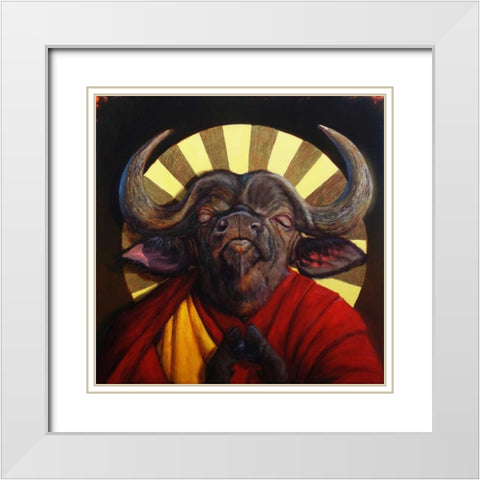 Holy Cow II White Modern Wood Framed Art Print with Double Matting by Heffernan, Lucia