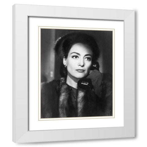 Joan Crawford 1945 Mildred Pierce White Modern Wood Framed Art Print with Double Matting by Unknown