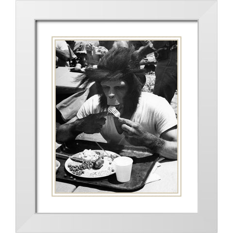 Even Apes Need a Break White Modern Wood Framed Art Print with Double Matting by Unknown