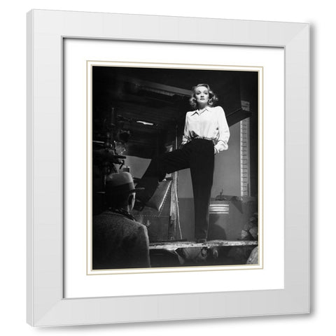 Marlene Dietrich 1940 White Modern Wood Framed Art Print with Double Matting by Unknown