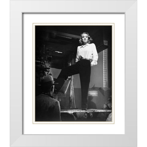 Marlene Dietrich 1940 White Modern Wood Framed Art Print with Double Matting by Unknown