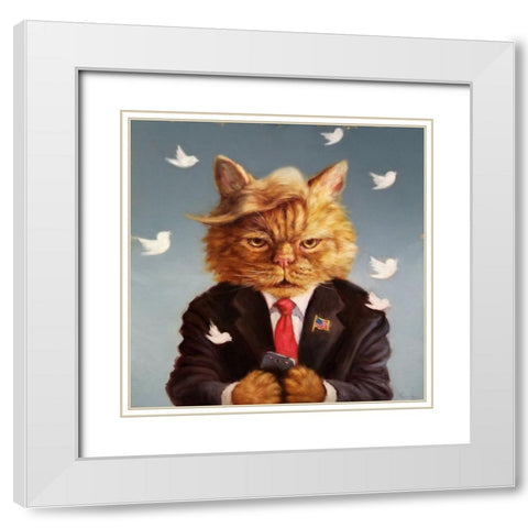 Catty Remarks White Modern Wood Framed Art Print with Double Matting by Heffernan, Lucia