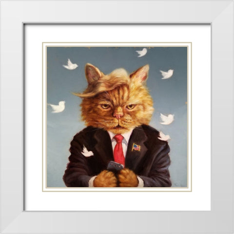 Catty Remarks White Modern Wood Framed Art Print with Double Matting by Heffernan, Lucia