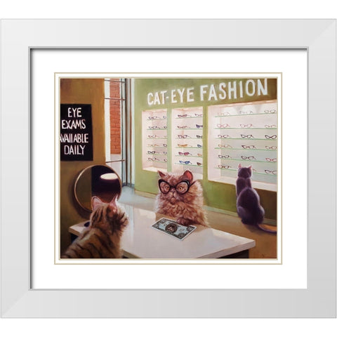 Feline Optical White Modern Wood Framed Art Print with Double Matting by Heffernan, Lucia