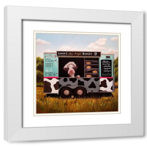 Cowpies White Modern Wood Framed Art Print with Double Matting by Heffernan, Lucia