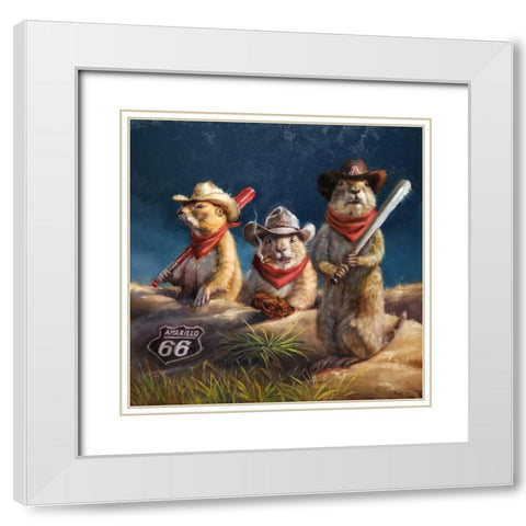 Amarillo Sod Poodles White Modern Wood Framed Art Print with Double Matting by Heffernan, Lucia