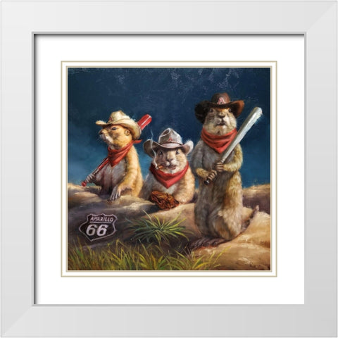 Amarillo Sod Poodles White Modern Wood Framed Art Print with Double Matting by Heffernan, Lucia