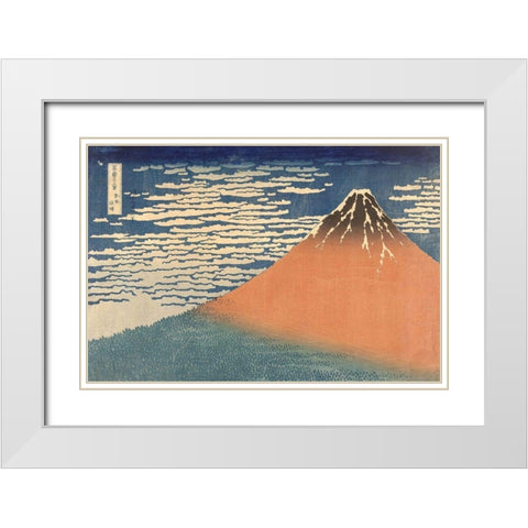 Fine Wind, Clear Morning (Gaifu Kaisei), 1832 White Modern Wood Framed Art Print with Double Matting by Hokusai, Katsushika