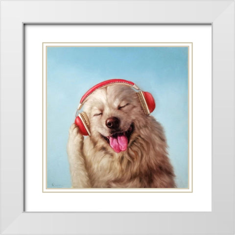 Woof Jam White Modern Wood Framed Art Print with Double Matting by Heffernan, Lucia