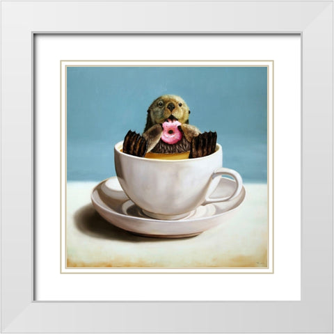 Otterly Delicious White Modern Wood Framed Art Print with Double Matting by Heffernan, Lucia