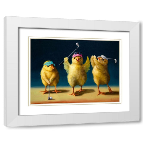 Yoga Chicks Golf Chicks White Modern Wood Framed Art Print with Double Matting by Heffernan, Lucia