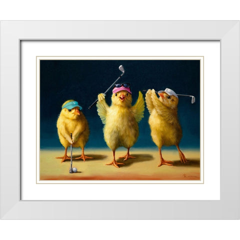 Yoga Chicks Golf Chicks White Modern Wood Framed Art Print with Double Matting by Heffernan, Lucia