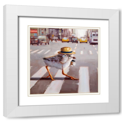 Early Bird White Modern Wood Framed Art Print with Double Matting by Heffernan, Lucia