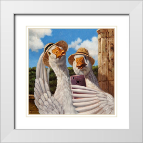 Duck Face White Modern Wood Framed Art Print with Double Matting by Heffernan, Lucia