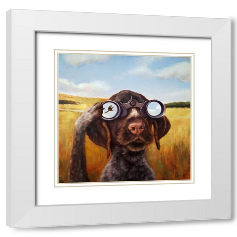 Bird Dog White Modern Wood Framed Art Print with Double Matting by Heffernan, Lucia