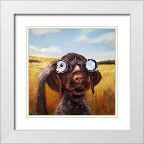Bird Dog White Modern Wood Framed Art Print with Double Matting by Heffernan, Lucia