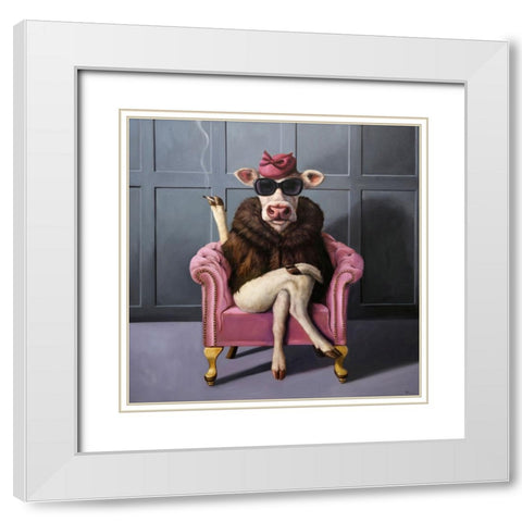 Udder In Law White Modern Wood Framed Art Print with Double Matting by Heffernan, Lucia