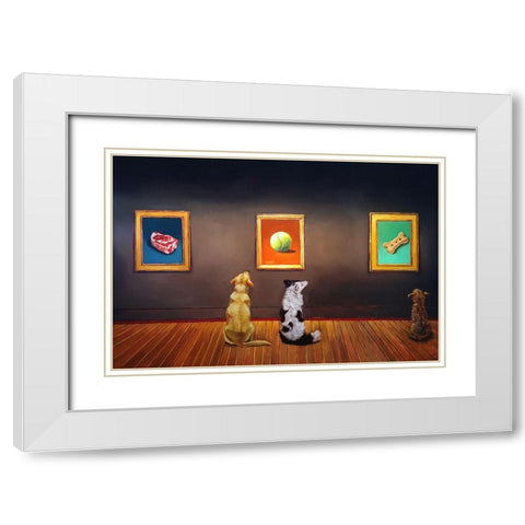 Dog Museum White Modern Wood Framed Art Print with Double Matting by Heffernan, Lucia