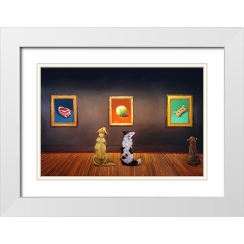 Dog Museum White Modern Wood Framed Art Print with Double Matting by Heffernan, Lucia
