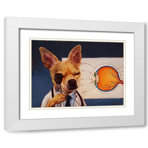 Seeing Eye Dog White Modern Wood Framed Art Print with Double Matting by Heffernan, Lucia
