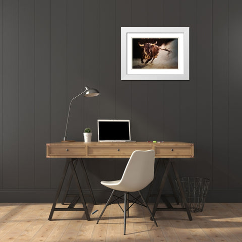 El Toro 2 White Modern Wood Framed Art Print with Double Matting by Heffernan, Lucia