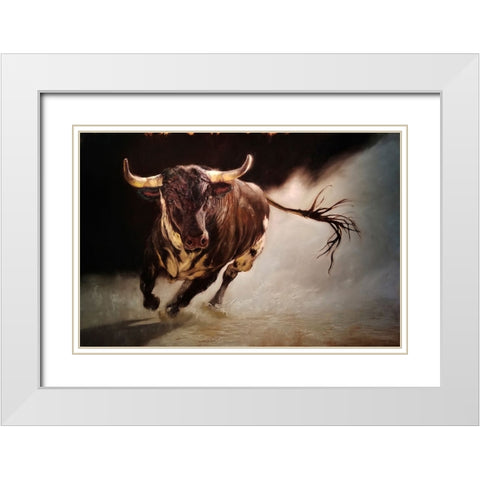El Toro 2 White Modern Wood Framed Art Print with Double Matting by Heffernan, Lucia
