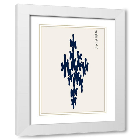 Blue Woodblock I White Modern Wood Framed Art Print with Double Matting by Incado