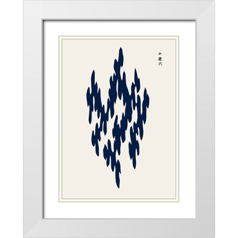 Blue Woodblock III White Modern Wood Framed Art Print with Double Matting by Incado