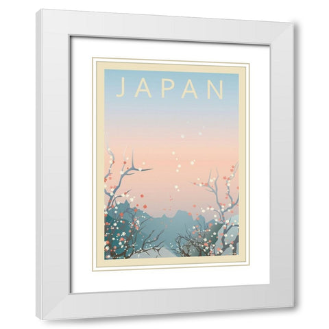 Japan White Modern Wood Framed Art Print with Double Matting by Incado