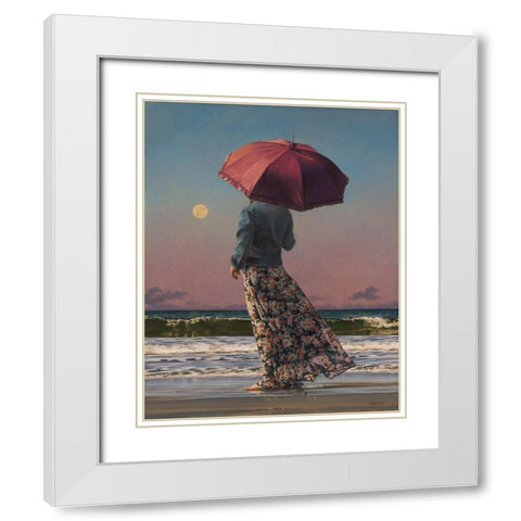 Romancing The Moon White Modern Wood Framed Art Print with Double Matting by Kelley, Paul