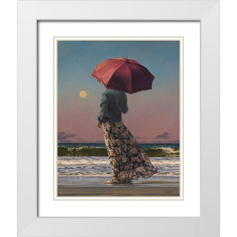 Romancing The Moon White Modern Wood Framed Art Print with Double Matting by Kelley, Paul