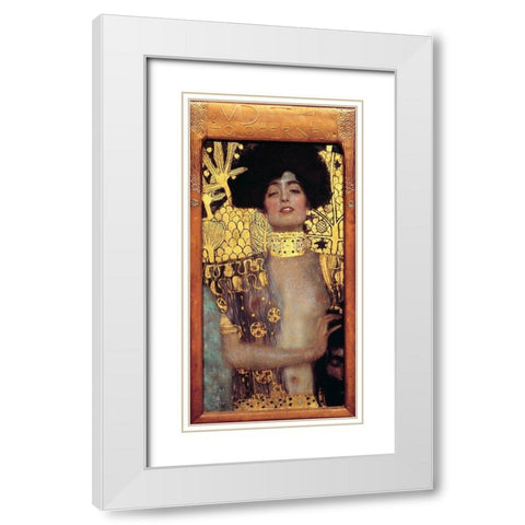 Judith I White Modern Wood Framed Art Print with Double Matting by Klimt, Gustav
