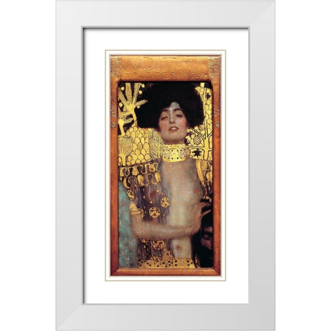 Judith I White Modern Wood Framed Art Print with Double Matting by Klimt, Gustav