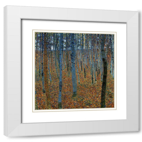 Beech Grove I White Modern Wood Framed Art Print with Double Matting by Klimt, Gustav