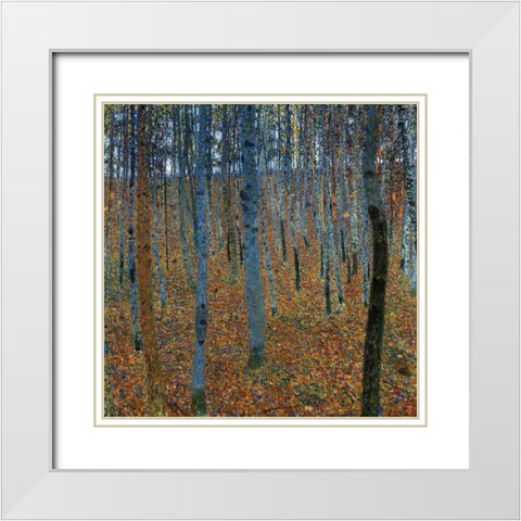 Beech Grove I White Modern Wood Framed Art Print with Double Matting by Klimt, Gustav
