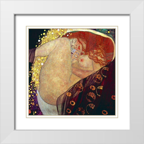 Danae, 1907-1908 White Modern Wood Framed Art Print with Double Matting by Klimt, Gustav