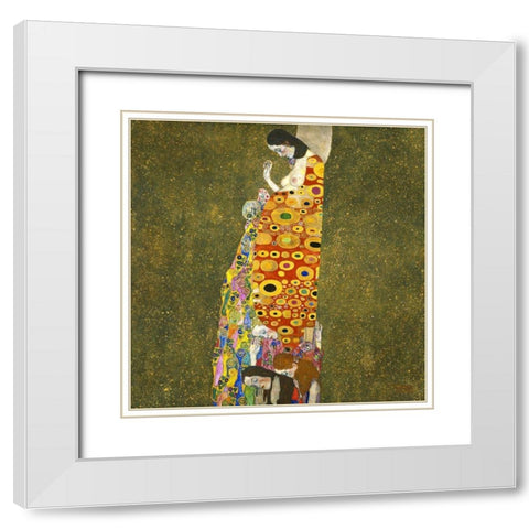 Hope II, 1907-1908 White Modern Wood Framed Art Print with Double Matting by Klimt, Gustav